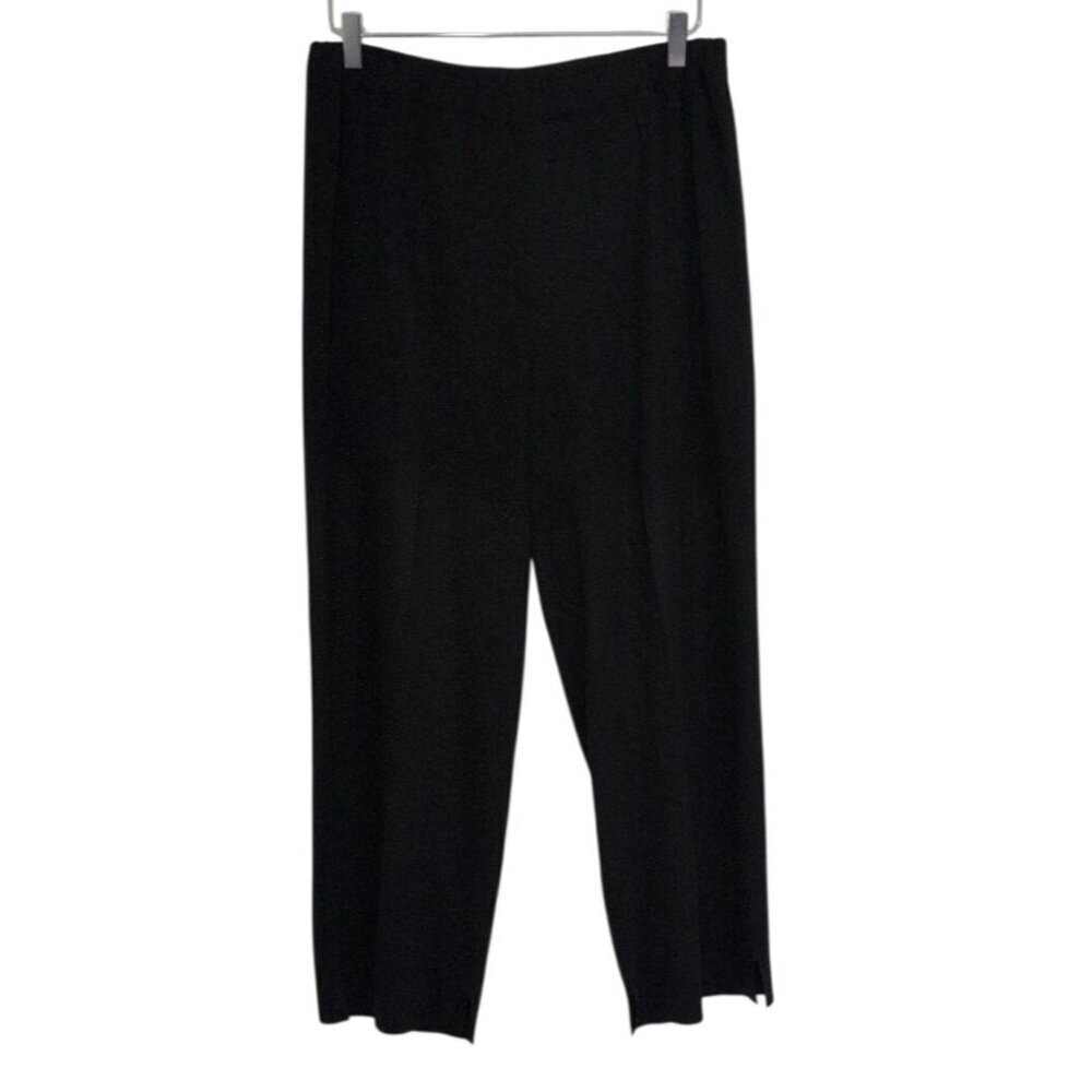 Ming Wang Pull On Pants Womens Size XL Black Knit Business Travel Straight Leg